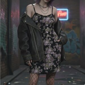 😍2/$20 Talula Sz S Y2K Floral Corset Bodycon Cotton Mini Dress Summer By Aritzia